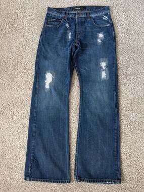 blend repaired distressed bootcut jeans